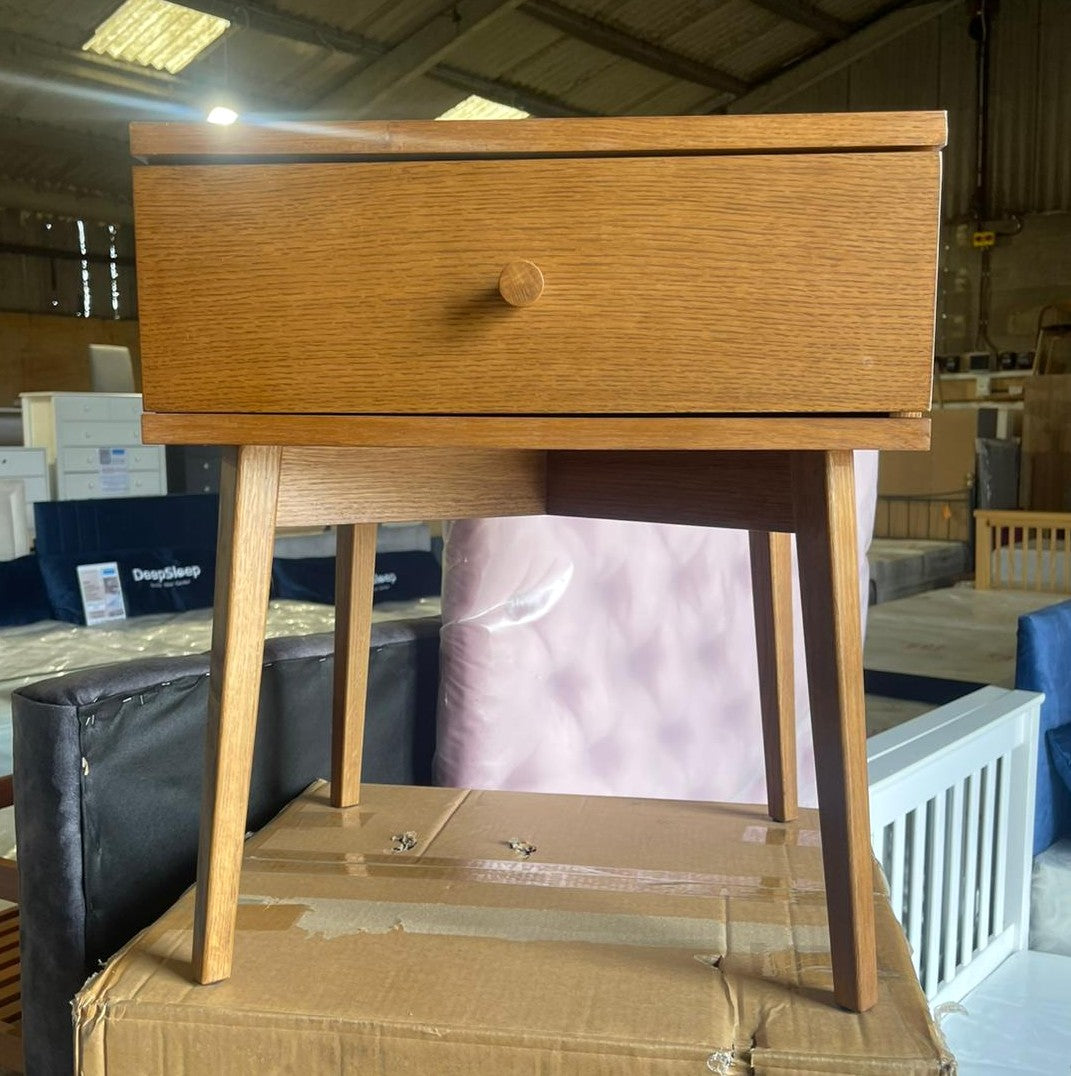 Assembled Habitat Kirk 1 Drawer Bedside Table - Walnut